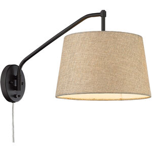 Ryleigh 1 Light 12 inch Matte Black Articulating Wall Sconce Wall Light in Natural Sisal, Adjustable